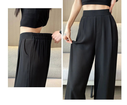 High Waist Wide Leg Pants Women's Loose Casual Straight Nine Points Super plus Size Slimming Trousers Korean Sle Spring Aut...