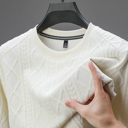 New Best-selling Fashion Men's Fried Dough Twists Shape Warm Top Long Sleeve Sweater Outdoor Office Round Neck