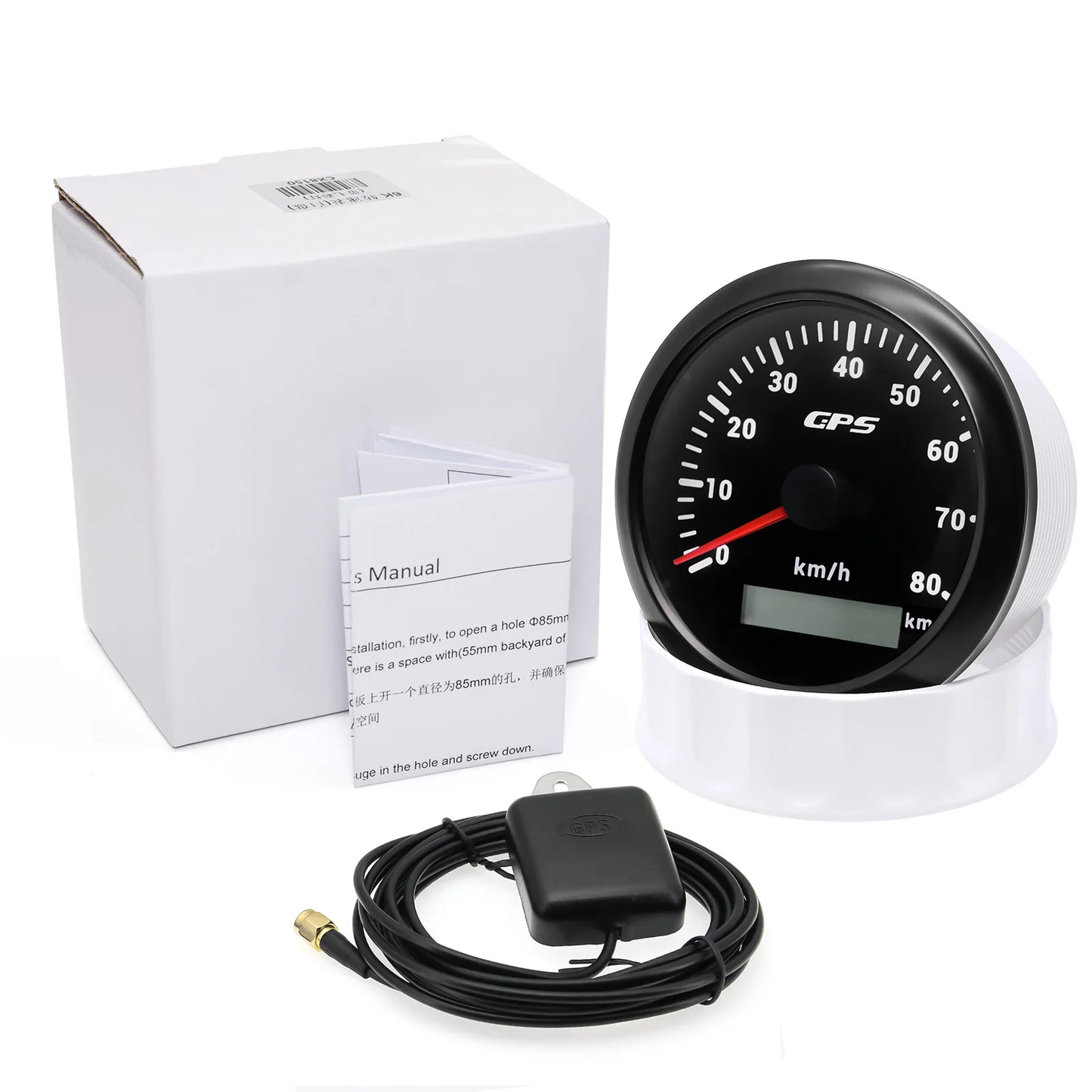 7 Color LED  30/60/80/120/200KMH 85MM GPS Speedometer Gauge with GPS Antenna For Motorcycle Boat Car Truck Speed Gauge 9-32V