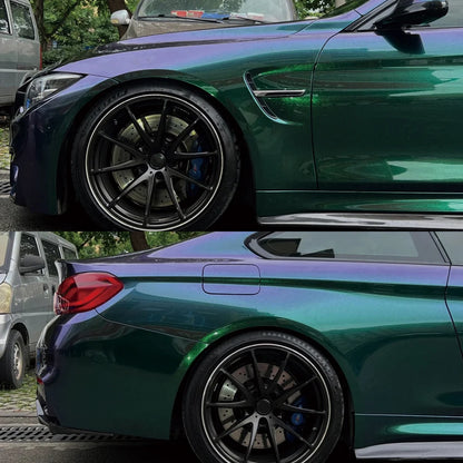 Car Wrap Vinyl Film Glossy PET Diamond Purple&Green PVC Car Engine Hood Decal Self Adhesive Motorcycle Auto Body Decoration Film