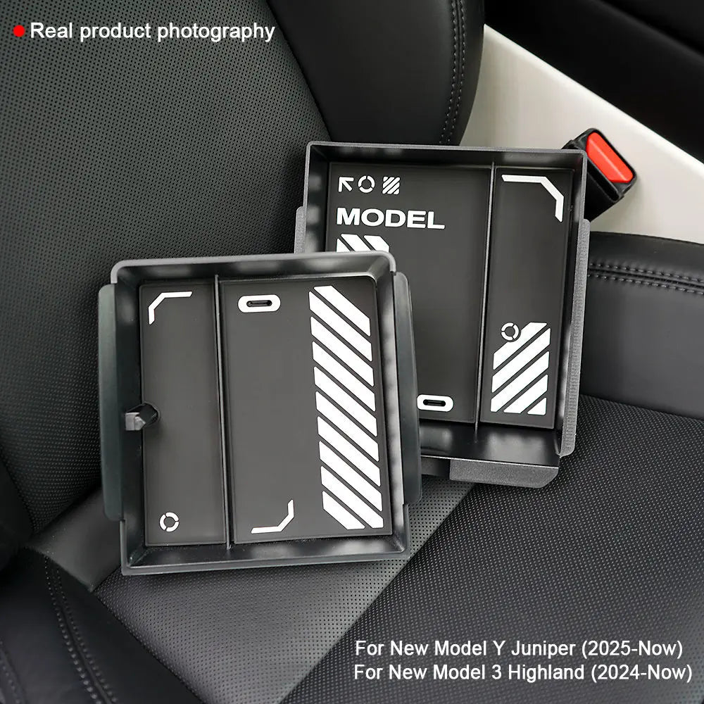 Interior Storage Organizer Fits Tesla Model Y Juniper 2026 Model YL Translucent ABS Console Box 2/4/6PCS Custom-fit Silicone Mat