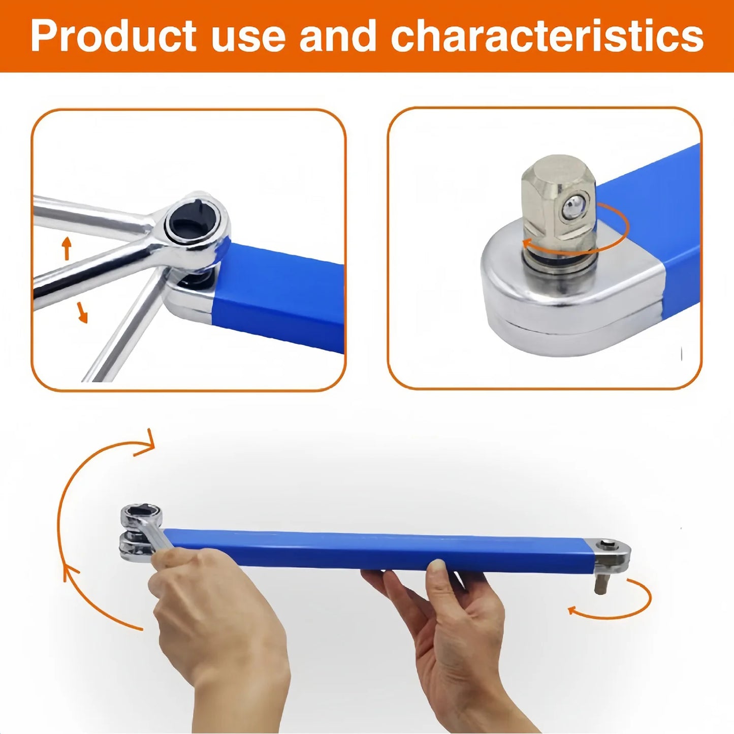 2-in-1 Multi-Functional Extension Wrench with Ratchet Non-Slip Metal Industrial Tool Set Wrench Tool Wrench Connector