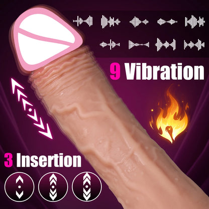 Realistic Telescopic Vibrator for Women Masturbation Anal Climax Toys Penetration Anal Thrusting Penis Dildo Sexy Adult Sex Toys