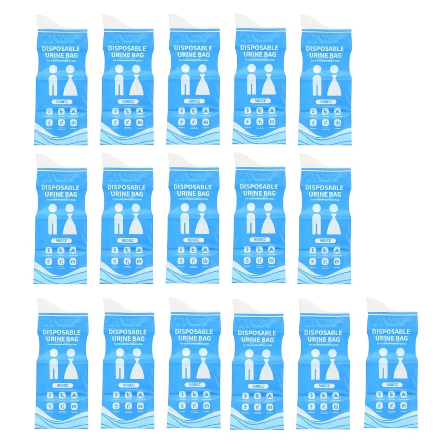 16Pcs Disposable Urine Bags Unisex 900CC Portable Emergency Camping Toilet Urinal Pee Bags for Men Women Kids Car Travel Hiking
