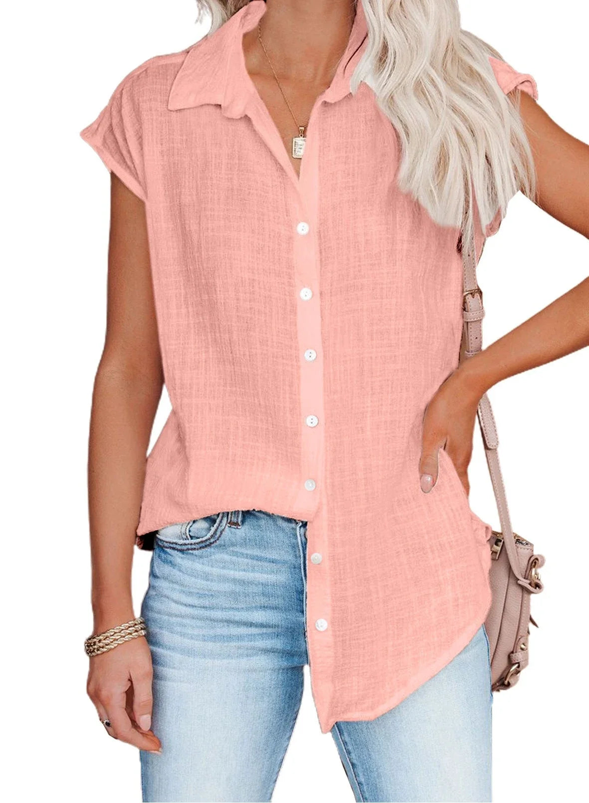Cotton Linen Shirt Ladies Tops Tee Casual Thin Loose Woman T Shirt Summer Short Sleeve Solid T-Shirts Women Clothing Blusas