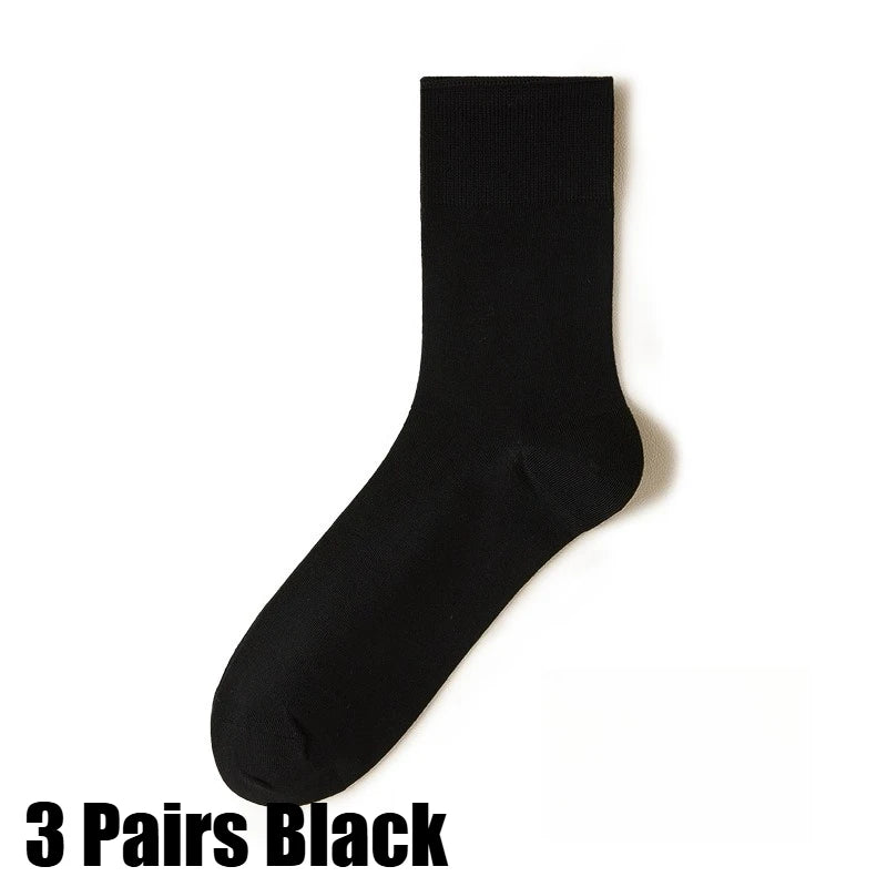 3/6PairsMen's Silk Socks Summer Thin Crew Socks Ultra Thin Antibacterial Deodorant Sweat Wicking Breathable Solid Seamless