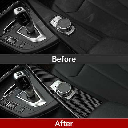 Car Center Console Dashboard Gear Shifter Panel For BMW F30 F31 F34 3GT F32 F33 F36 Trim Accessories, Carbon Fiber ABS Sticker