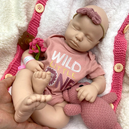 Open Mouth 20" Realistic Newborn Silicone Reborn Baby Loulou Weighted Handmade Reborn Doll Close Eyes Sleeping Veins For Kid Toy