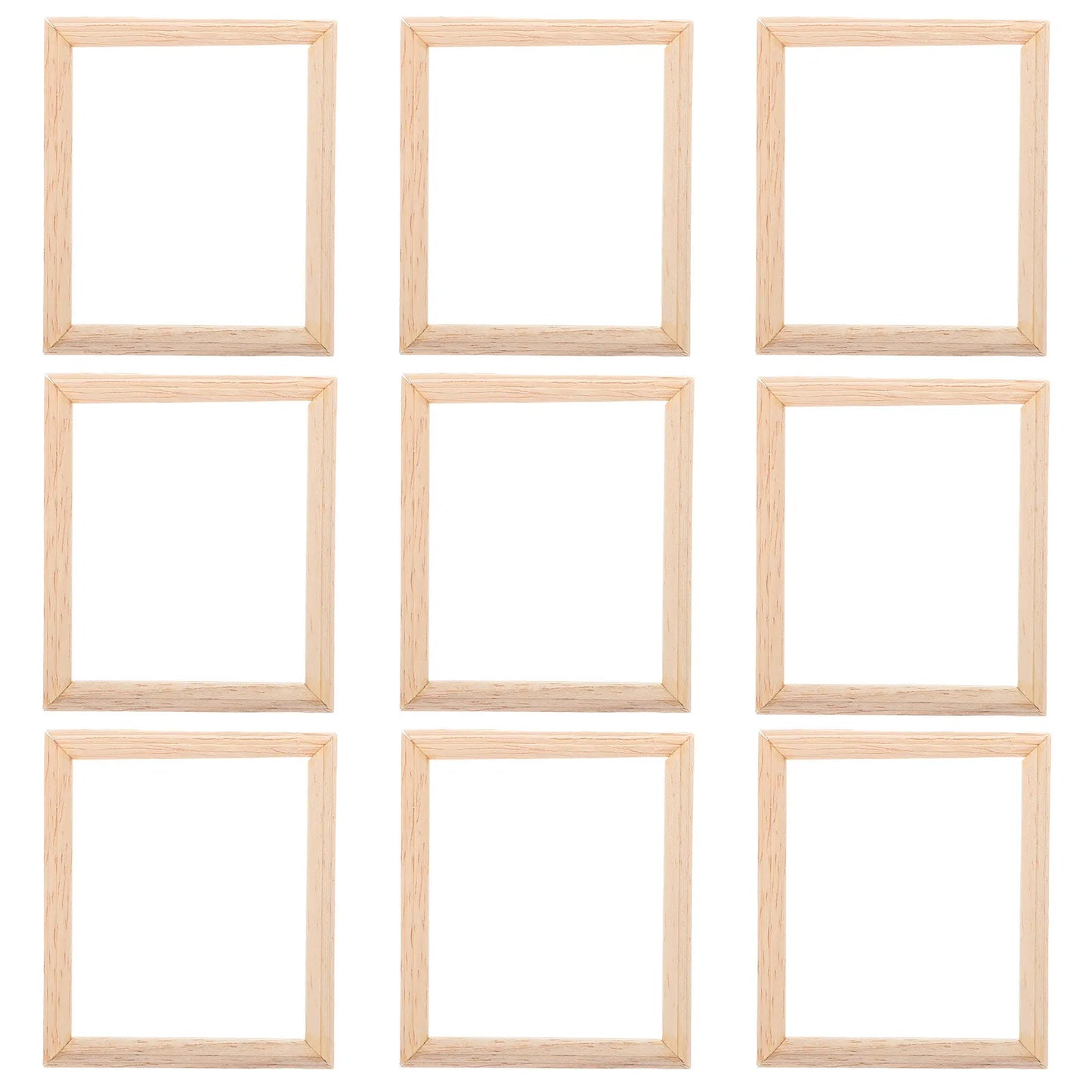 9Pcs Miniature Wooden Picture Frames 1:12 Scale Vintage Style Small Picture Frames DIY Craft Accessories Dollhouse Furniture