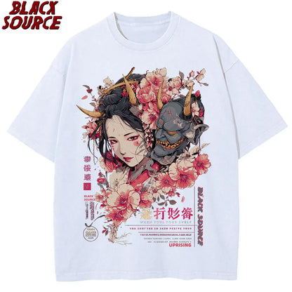 T240 Men'S Women'S Anime-Inspired Graphic T-Shirt Vibrant Dragon Floral Design Casual Summer Short Sleeve Tee Comfortable Round