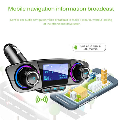 Car Bluetooth Charger FM Transmitter Mp3 Player Auto Wireless Handsfree Dual USB Charger LED Screen Bluetooth 5.0 Car Adapter
