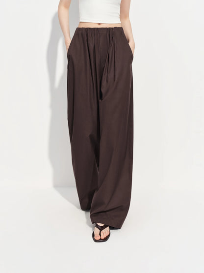 FSLE 2026 Spring Women's Wide Leg Pants Relaxed Fit High Waist Trousers with Draping Straight Cut Minimalist Casual Lounge Pants