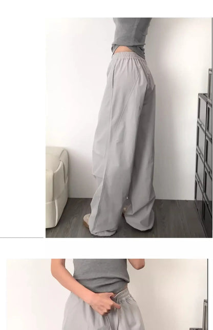 American Lazy Casual Parachute Embroidery Sweatpants Women's Spring Summer 2025 New Slimming Drape Loose Work Trousers