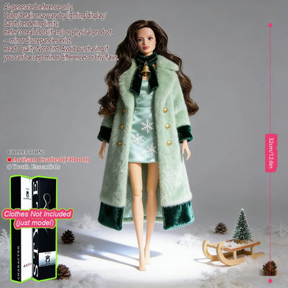 Multi-Poseable 12.6in 1/6 BJD - 12-Articulated, Realistic Makeup, Collector’s Gift, Desktop Display (No Clothing)