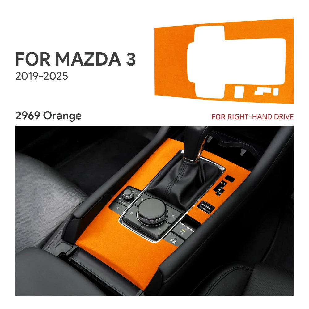 For Mazda 3 Axela 2019 2020 2021 2022 2023 2024 2025 Central Console Gear Shift Panel Top Suede Sticker Car Interior Trim
