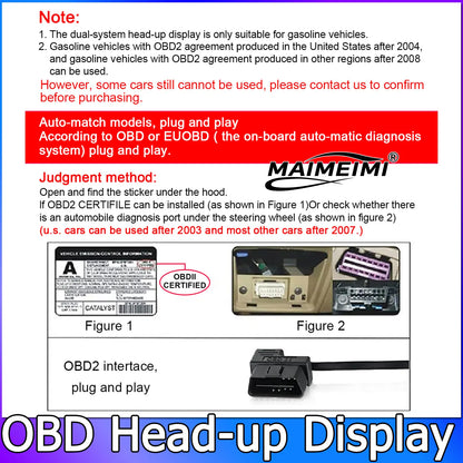 C500 BLUE OBD /T900 GPS HUD Gauge Display Car Head Up Display LCD Car Turbo Gauge Digital Odometer Universal Speed On-board Comp