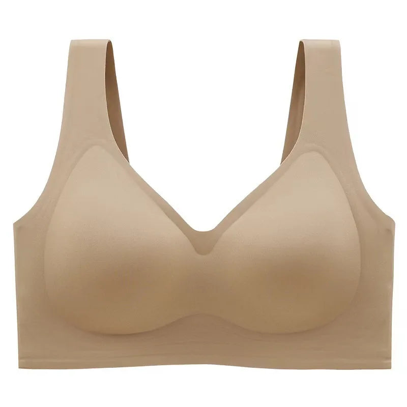 Large Size Thin Jelly Anti-Sagging Adjustable Large Breasts Appear Smaller Seamless Women's Rimless Bra Sexy Female Lingerie
