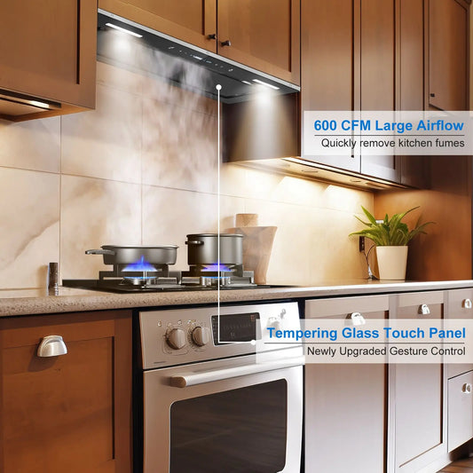 Tieasy 30 inch 900CFM Built-in Gesture Touch Sensing Control Ducted/Ductless Kitchen Range Hood YYB1670T
