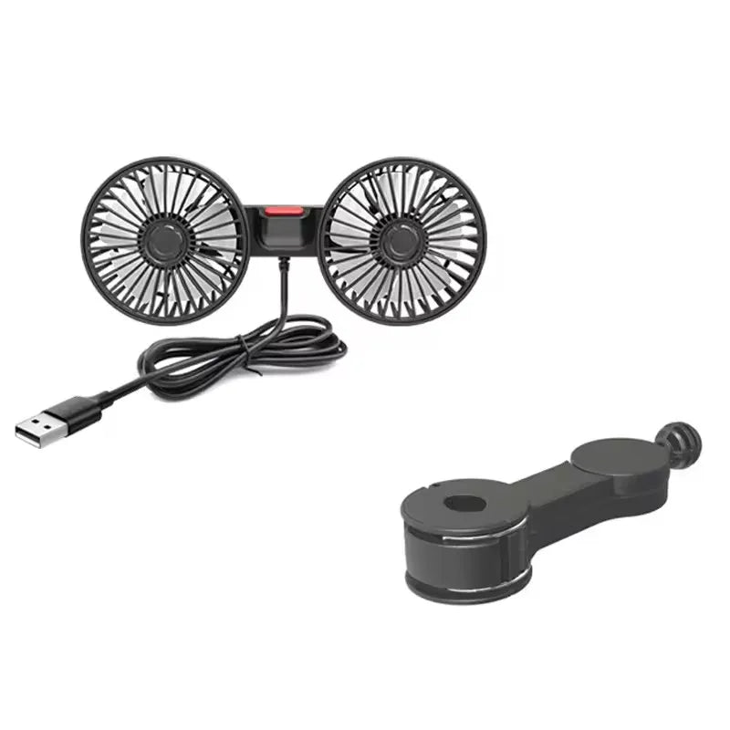 Double-Head Usb Electrical Car Fan Car Supplies360° Rotatable Portable Auto Cooling Fan 2-Speed Strong Wind Dashb