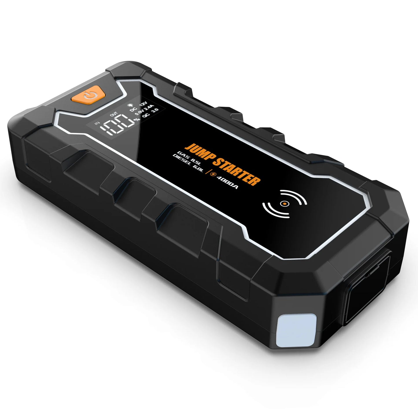 SUKIN 12V 4000A Large Capacity Car Jump Starter Power Bank Equipped With LED Light And USB Port for Phone Wireless Charging