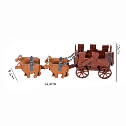 MOC Medieval Military Carriage Carriage Chariot Knight Transport Carriage Weapons Figures Vegetable Wood Bricks Children's Toys