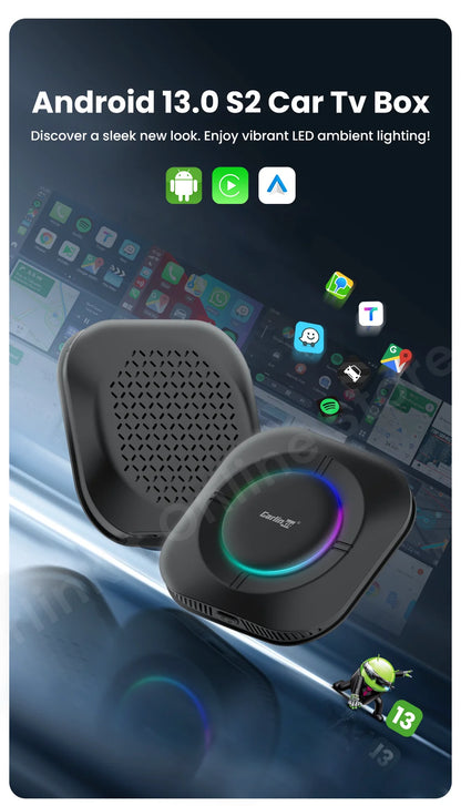 Carlinkit S2 Android 13 Tv Box SM6115 8 Core Carplay Wireless Android auto Support Youtube Netfilx IPTV Spotify Physical Switch