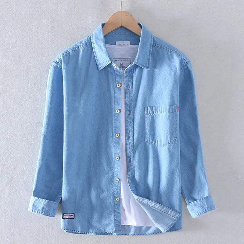 Casual Loose Men's Long Sleeve Denim Shirt Youth Trend Breathable Comfortable Workwear Resistant to Wear And Dirt Spring Autumn