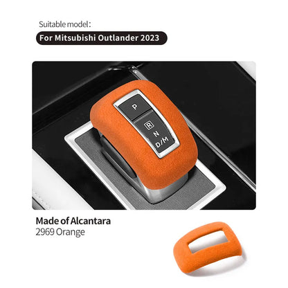 Made of Alcantara For Mitsubishi Outlander 2023 Car Gear Shift Boot Cover Trim Sticker Anti Scratch Interior Tuning Accessories