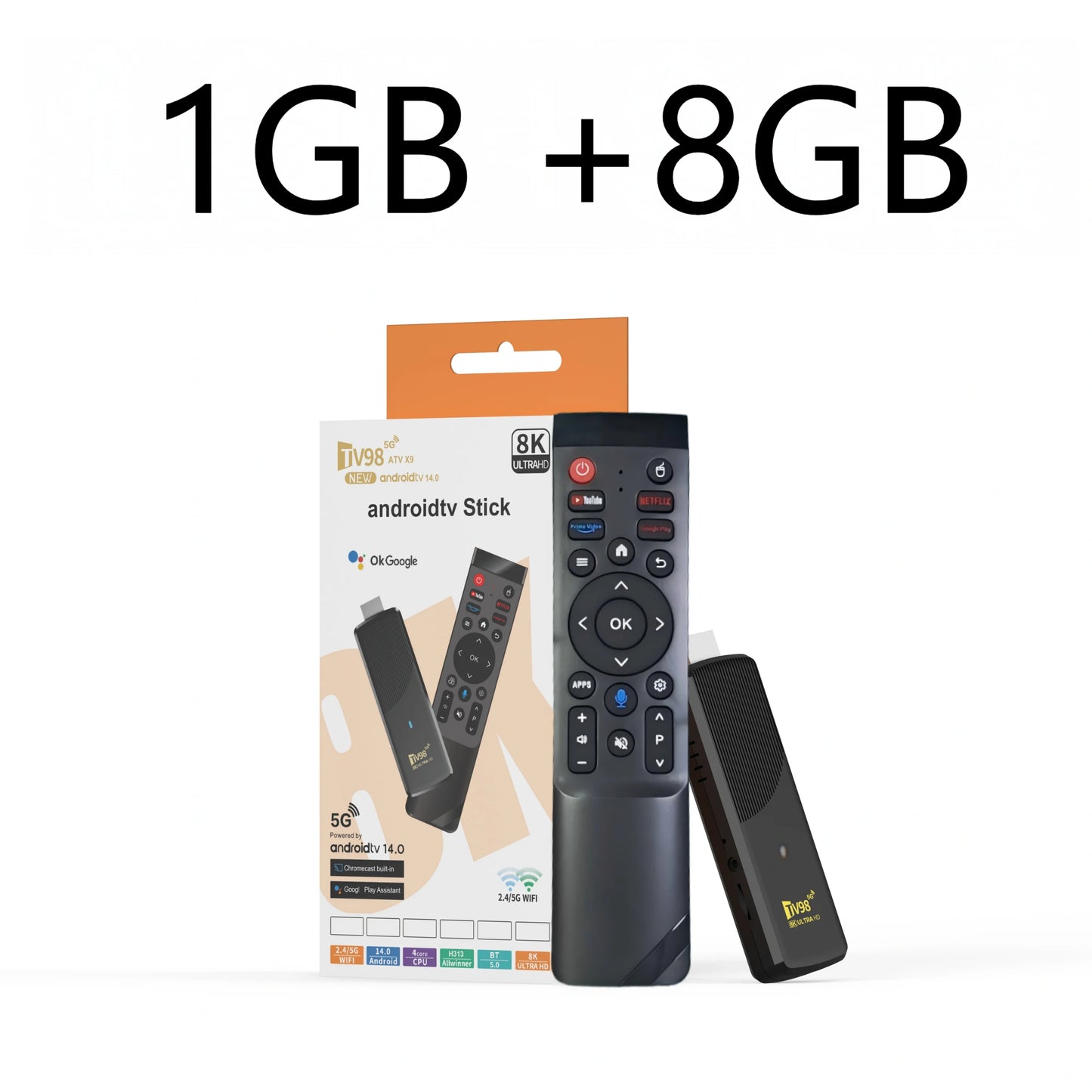 TV98 ATV X9 Smart TV Stick Android14 Allwinner H313 OTA 8GB 128GB Support 8K 4K Media Player 4G 5G Wifi6 HDR10 Voice Remote iptv