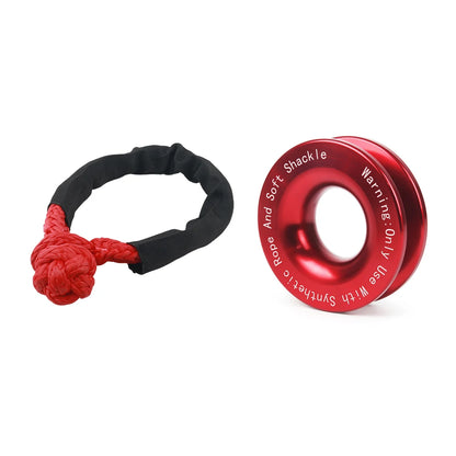 53000lbs Winch Rope Synthetic Soft Shackle+Recovery Ring Set Rugged Shackles With Protective Sleeve for Truck Vehicle Recovery