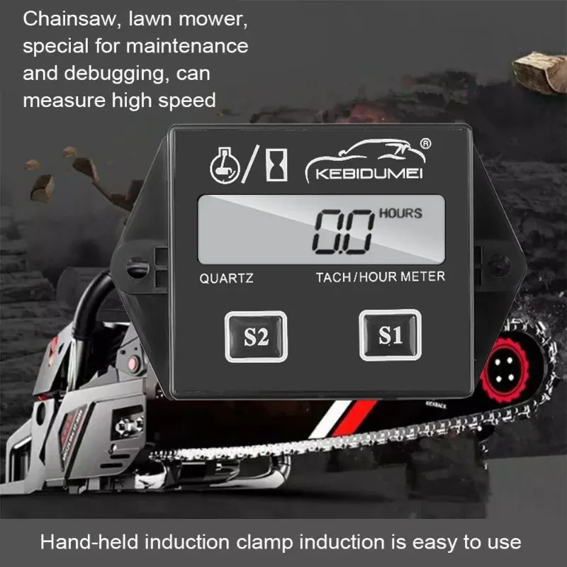 Digital Motor Speedmeter – Engine Hour Meter Tachometer Gauge, RPM LCD Display for Gasoline 2 Stroke 4 Stroke
