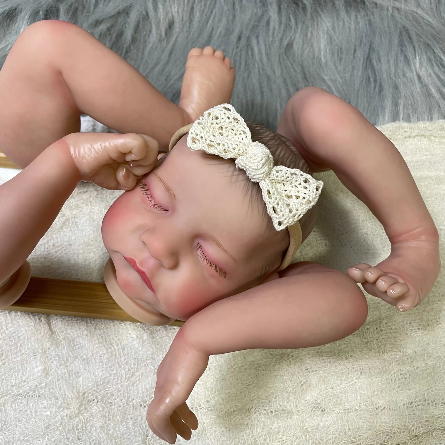 18Inch Already Painted Reborn Doll Kit Levi Sleeping 3D Painted Skin High Quality Unassembled Handmade Reborn Baby Doll Parts