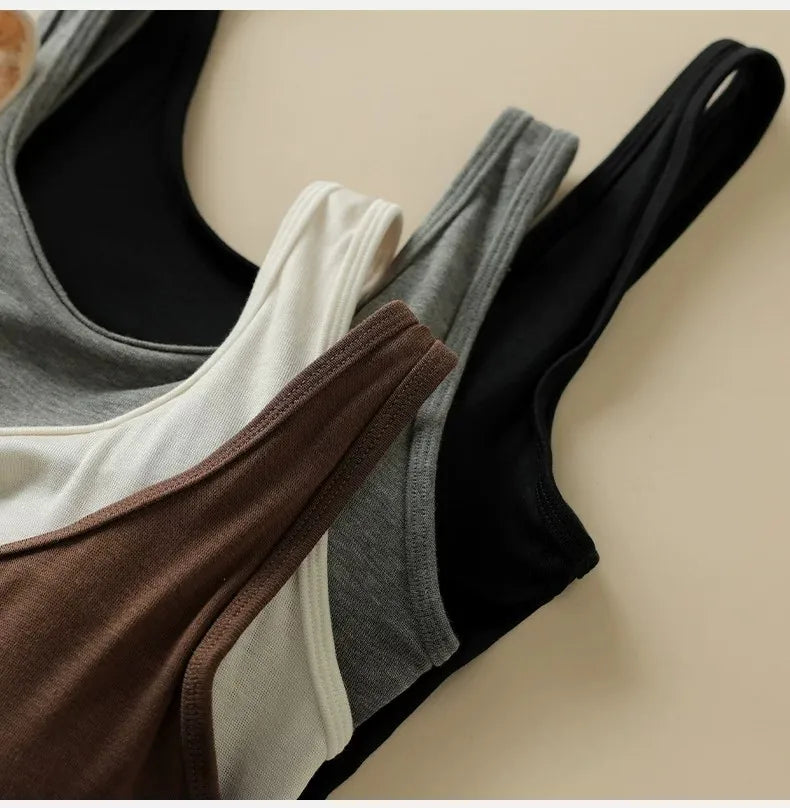 Premium New Women's Camisole with Built in Bra Summer Back Beauty Tank Top for Outer & Layering Wear