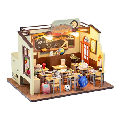 DIY Mini Dollhouses Back To School Miniature Model Doll House For Xmas Mini Wooden 3D Puzzles Classroom Assembly Start Of School