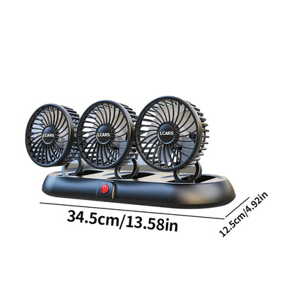 3-Head 5V USB Car Fan with 3 Adjustable Speeds Cooling Auto Cooler Air Ventilation System with Wind Regulation Car Accessories