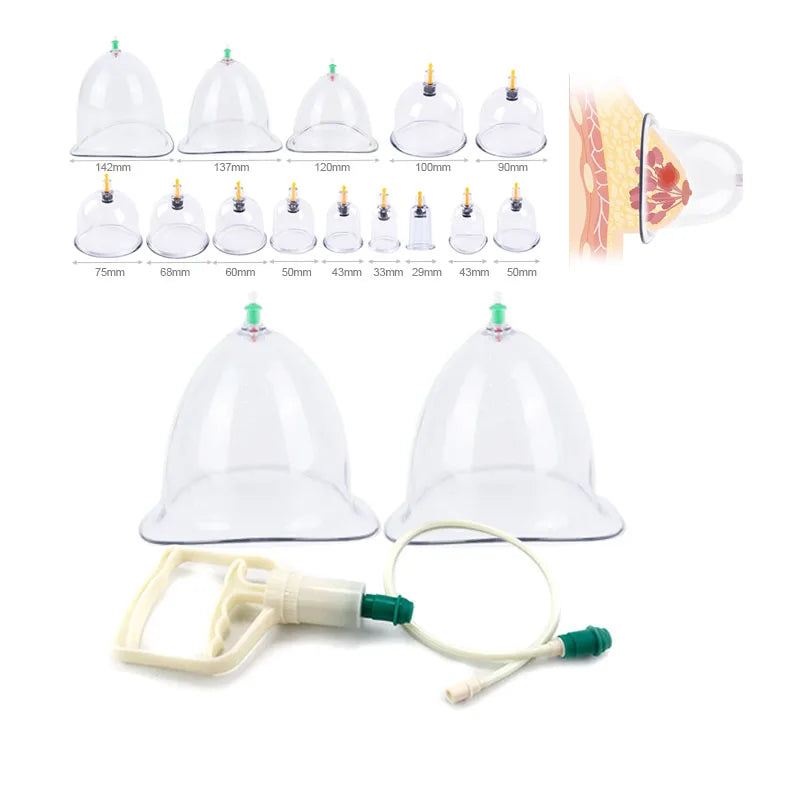 Big Size Vacuum Cupping Breast & Buttocks Enlargement Massager Suction Pump Machine Butt Lifting Device Back Massage Cans