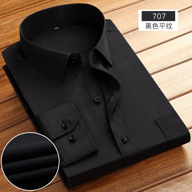 Men's Striped Long Sleeve Shirts 2026 Autumn Anti-wrinkle Business Shirt Fashion Casual Comfortable Breathe Slim Fit Shirts