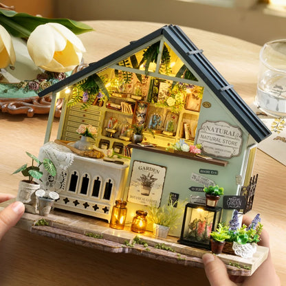 Wooden Miniature Doll House 3D Puzzle Assembly Building Model Kit Small Room Toys Home With Furniture Birthday Gifts Dollhouse﻿
