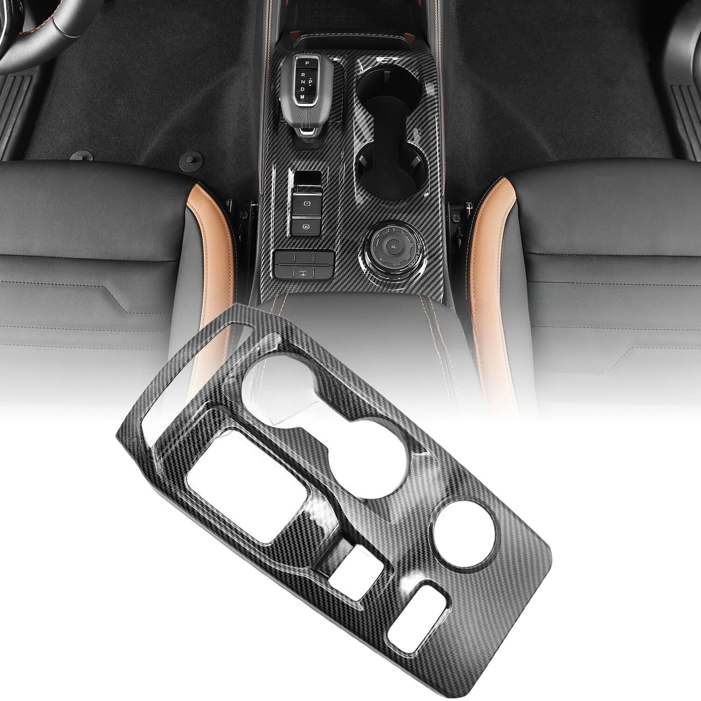 Fit for Ford Ranger 2024 2025 Interior Protection Sticker Carbon Fiber Grain Gear Shift Panel Cover Trim