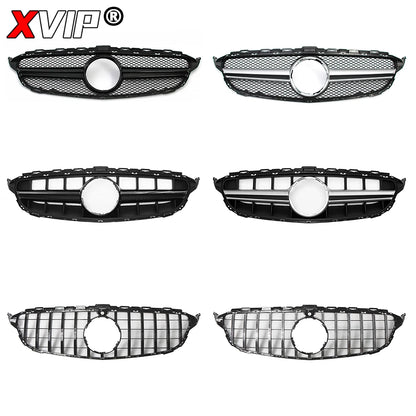XVIP GTR Style Front Racing Grille For Mercedes Benz C-Class W205 2015-2018 C180 C200 C300 Chrome Diamonds Style Bumper Grilles