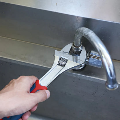 Professional Adjustable Wrench with Laser Scale - Forged Steel, Chrome Plated, Large Jaw & Soft-Grip Handle (6/8/10/12 Inch)