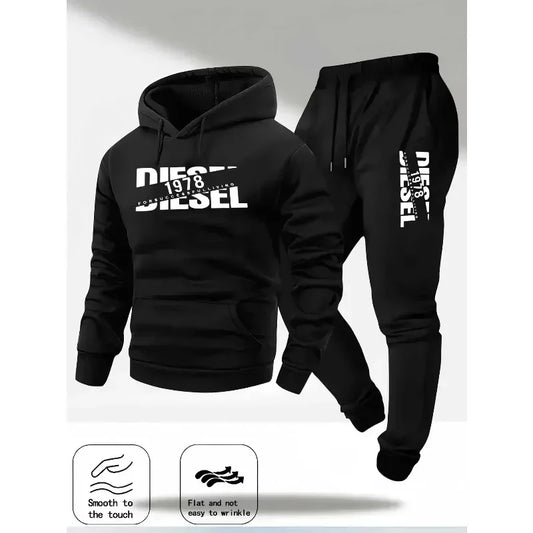 Men's hooded pullover sports fashion gift set, with hood, suitable for autumn and winter casual sweaters and pants