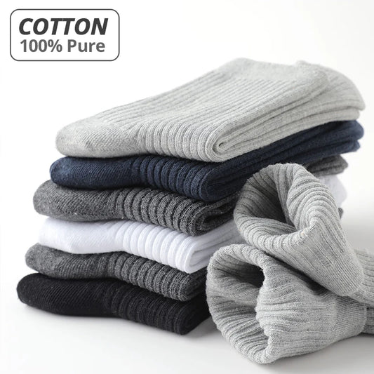 HSS Brand 2026 New 85% Pure Cotton Men Socks Casual Business Stripe Deodorant Breathable Man Travel Winter Sock 5 Pairs / Lot