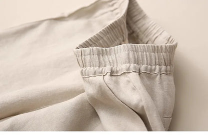 Fashionable Retro Linen Top And Pants Set for Women High End Cotton Linen Ensemble Summer 2026 Elegant Two Piece Suit
