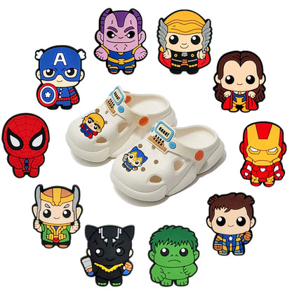 7-104Pcs Hot Toys Cartoon Series Shoe Charms for Clogs Sandals Decoration Shoes Accessories Buckle for Kids Friends Gift