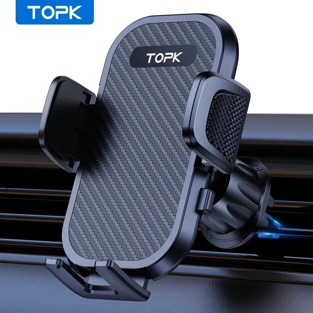 TOPK Car Phone Holder Mount Upgraded Stainless Steel Hook Cell Phone Holder for Car Air Vent Mag-Safe Compatible All Phones