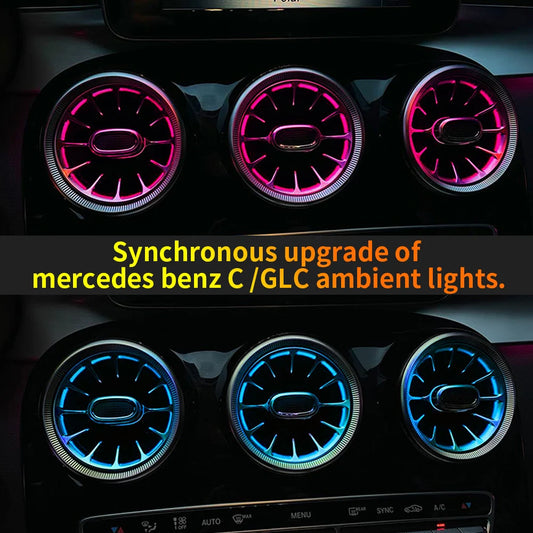 3/64 Colors For Mercedes-Benz C/GLC Class W205 X253 Ambient Light Interiors LED Turbine LED Vents Decorative Lights Retrofit