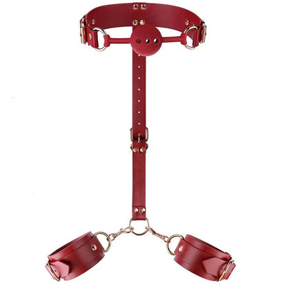Adjustable BDSM Handcuffs Ankle Bondage Kit Adult Fetish Restraint Set with Harness Bar for Couples Sexual Games