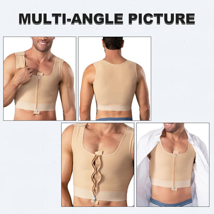 Slimming Body Shaper Vest Men Zipper Front Gynecomastia Chest Post Operative Sleeveless Compression Shapewear Top Faja
