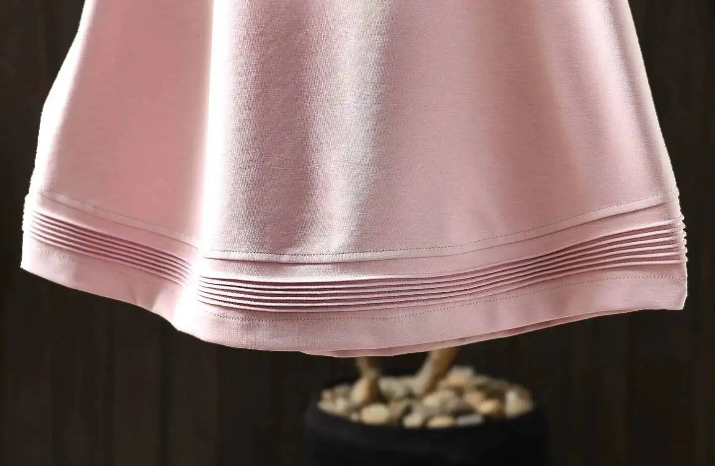 Pink Short-sleeve Women Top 2026 Stylish Summer New Design Pleated Hem Loose T-shirt ZF2158